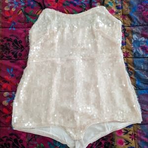 NWOT Anthropologie pale pink/rose sparkly bodysuit with black straps